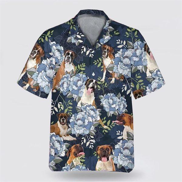 Boxers  On The Blue Flower Background Hawaiian Shirt – Pet Lover Hawaiian Shirts