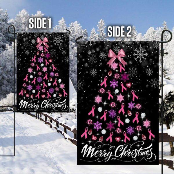 Breast Cancer Christmas Flag Merry Christmas Christmas Tree – Christmas Flag Outdoor Decoration
