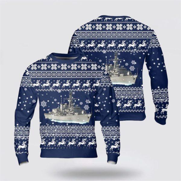 British Royal Navy Type 23 Frigates F235 Christmas Sweater – Unique Christmas Sweater Gift For Military Personnel