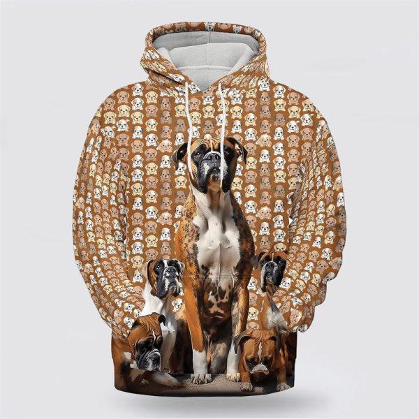 Brown Boxer Dog Pattern All Over Print Hoodie Shirt – Gift For Dog Lover