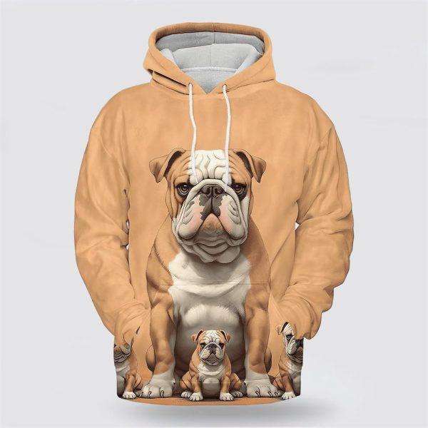 Brown Bulldog Dog Pattern All Over Print Hoodie Shirt – Gift For Dog Lover