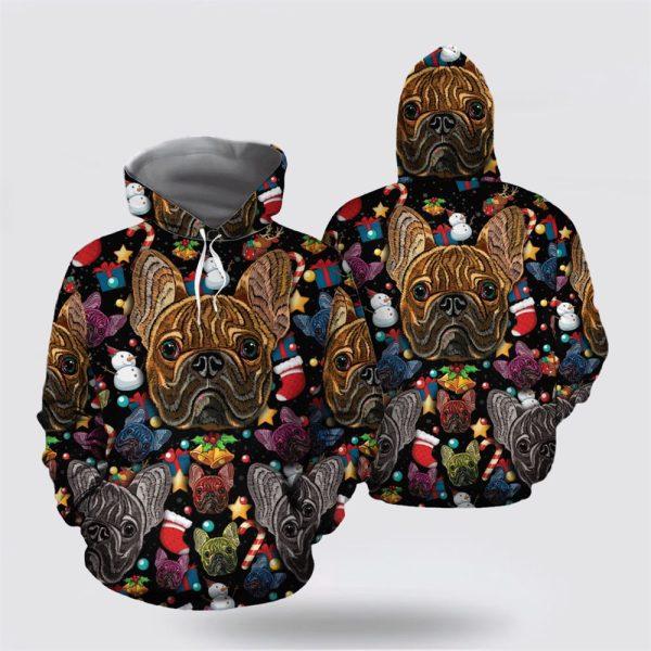 Bulldog Christmas Pattern All Over Print 3D Hoodie – Pet Lover Christmas Hoodie