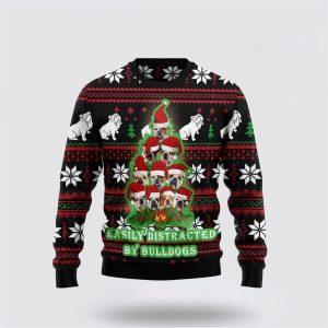 Bulldog Pine Tree Christmas Ugly Christmas Sweater…