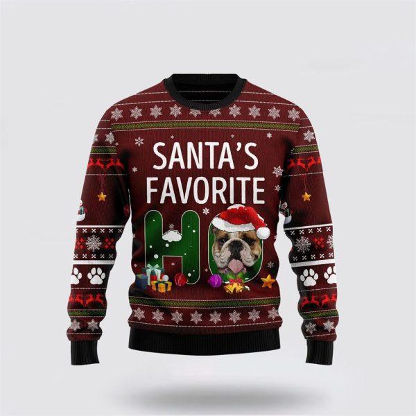 Bulldog Santa Favorite Ho Christmas Ugly Sweater – Pet Lover Christmas Sweater
