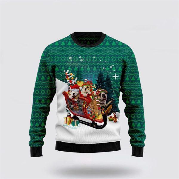 Bulldog Sleigh Ugly Christmas Sweater – Pet Lover Christmas Sweater