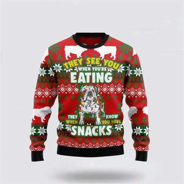 Bulldog Snacks Ugly Christmas Sweater – Pet Lover Christmas Sweater
