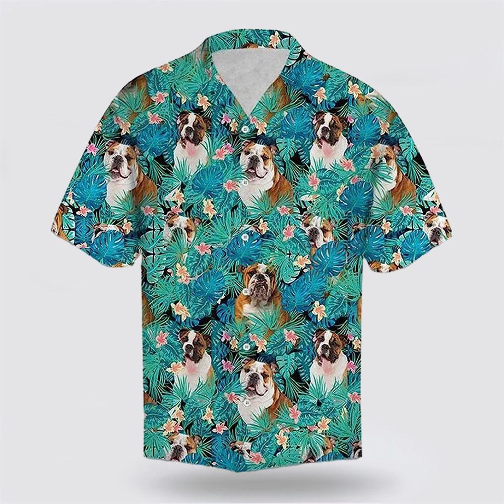 Bulldog With Funny Face In the Tropic Background Hawaiin Shirt – Gift For Pet Lover