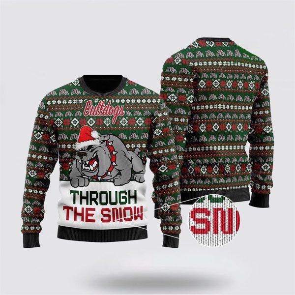 Bulldogs Through The Snow Christmas Ugly Sweater – Pet Lover Christmas Sweater