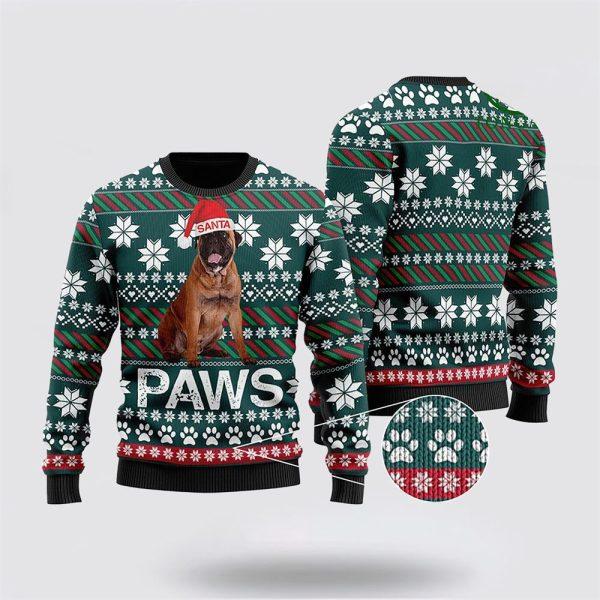 Bullmastiff Santa Printed Christmas Ugly Sweater – Pet Lover Christmas Sweater