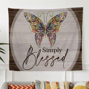 Butterflies Simply Blessed Tapestry Wall Art –…