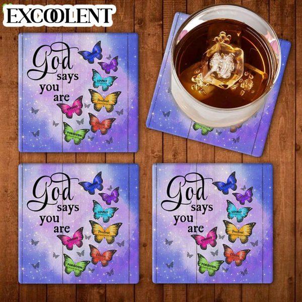 Butterfly God Says You Are Stone Coasters – Coasters Gifts For Christian