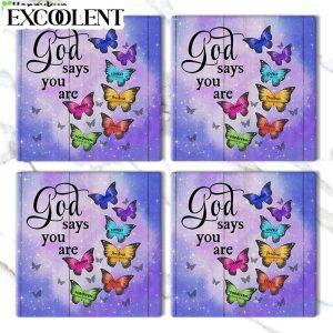 Butterfly God Says You Are Stone Coasters Coasters Gifts For Christian 3 wgme3q.jpg