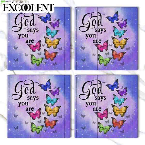 Butterfly God Says You Are Stone Coasters – Coasters Gifts For Christian