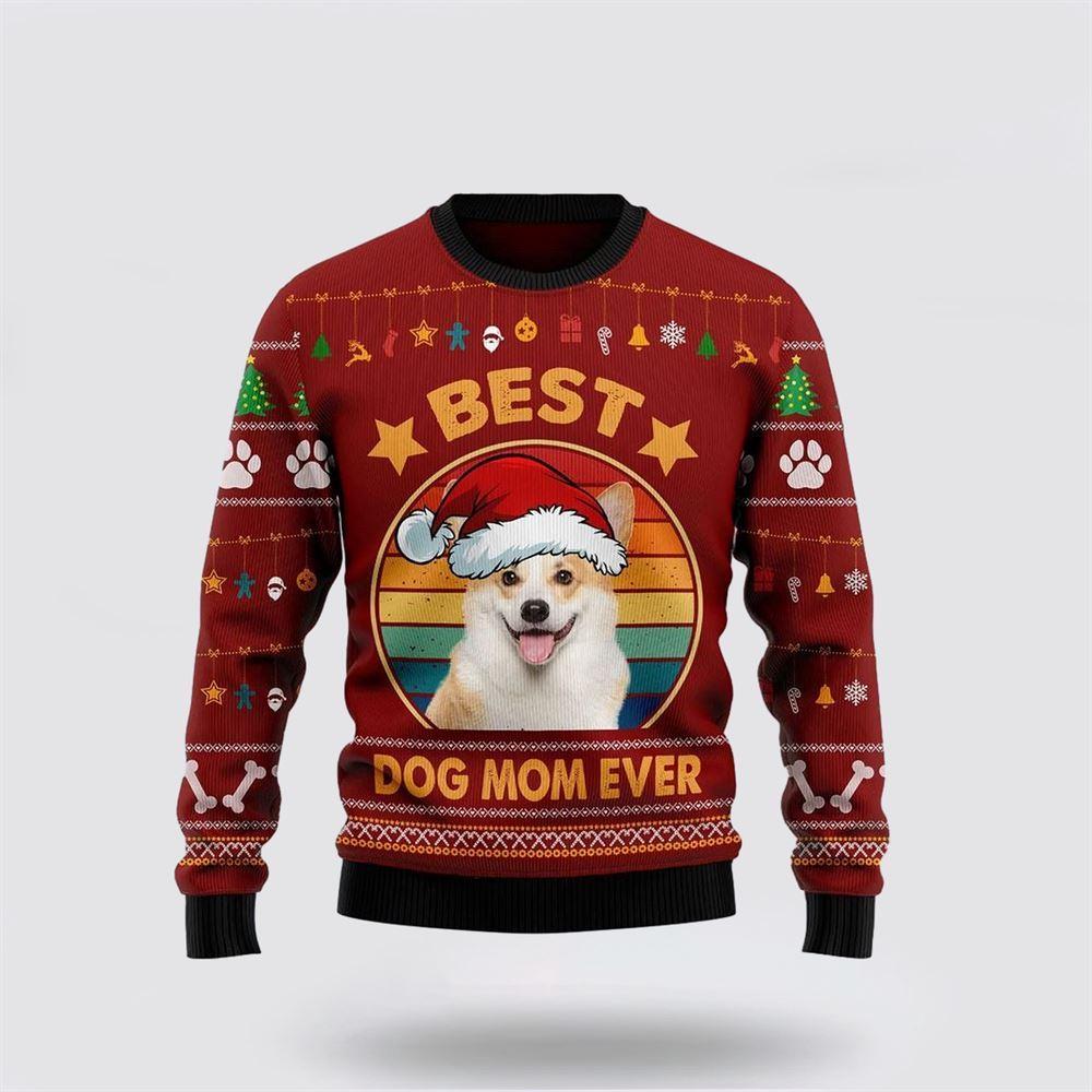 Cardigan Welsh Corgi Best Dog Mom Ever Ugly Christmas Sweater – Dog Lover Christmas Sweater Cardigan Welsh Corgi Best Dog Mom Ever Ugly Christmas Sweater – Dog Lover Christmas Sweater