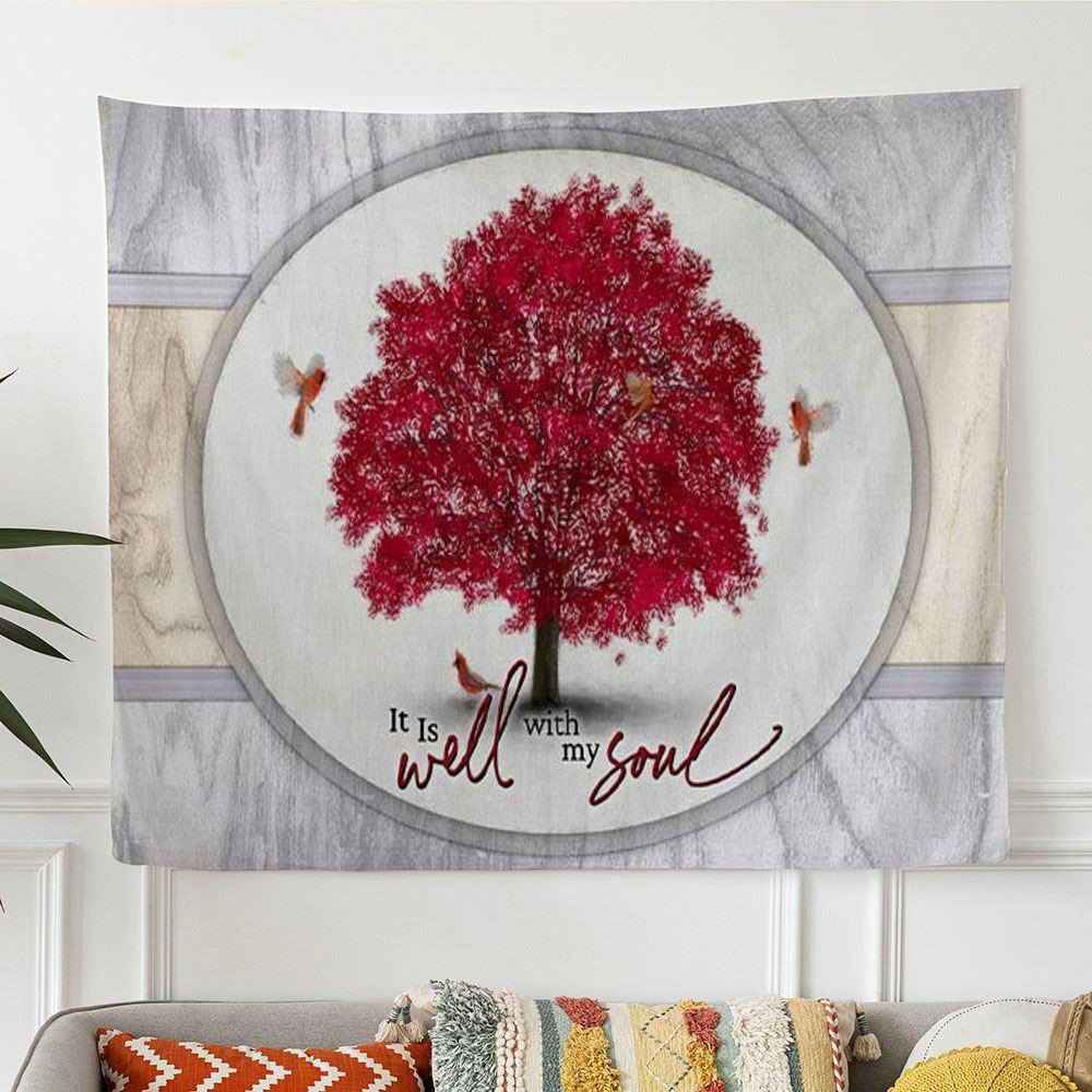 Cardinal Birds It Is Well With My Soul Tapestry Wall Art For Christmas – Tapestries Gift For Christian Cardinal Birds It Is Well With My Soul Tapestry Wall Art For Christmas – Tapestries Gift For Christian