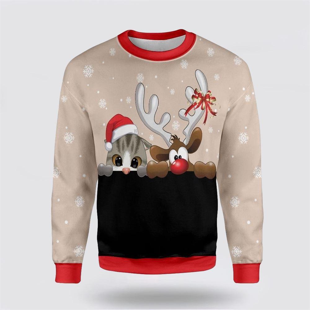 Cat And Reindeer Ugly Christmas Sweater – Cat Lover Christmas Sweater Cat And Reindeer Ugly Christmas Sweater – Cat Lover Christmas Sweater