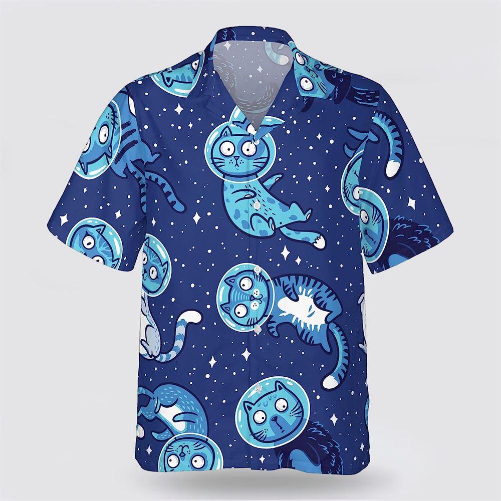 Cat Astronaut Flying On The Sky Night Pattern Hawaiin Shirt – Gifts For Pet Lover