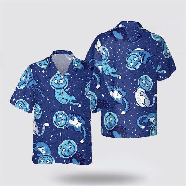 Cat Astronaut Flying On The Sky Night Pattern Hawaiin Shirt – Gifts For Pet Lover