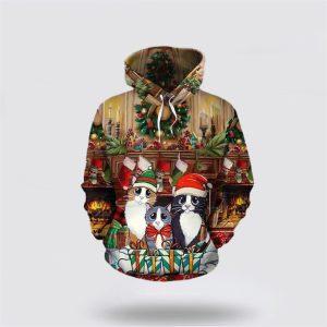 Cat Christmas 3D All Over Print Hoodie…