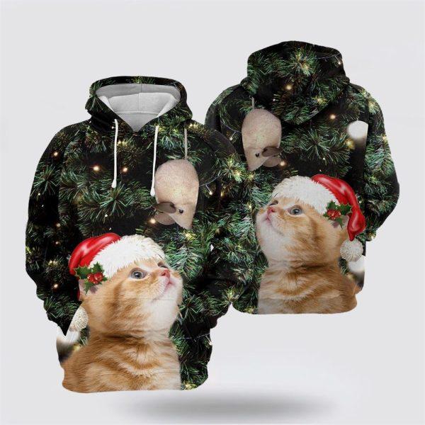 Cat Christmas All Over Print 3D Hoodie – Cat Lover Christmas Hoodie