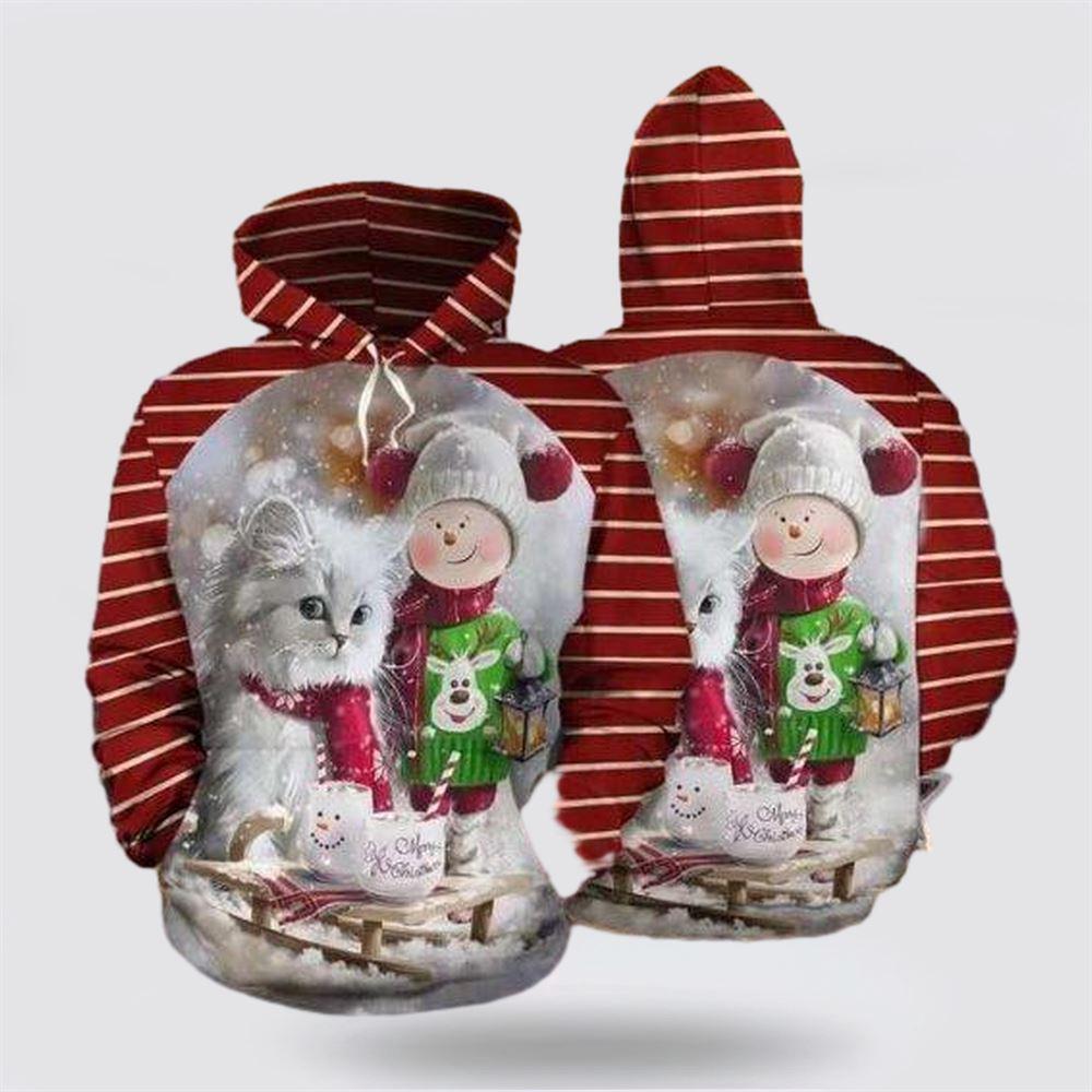 Cat Christmas Red Funny 3D All Over Print Hoodie – Cat Lover Christmas Hoodie Cat Christmas Red Funny 3D All Over Print Hoodie – Cat Lover Christmas Hoodie