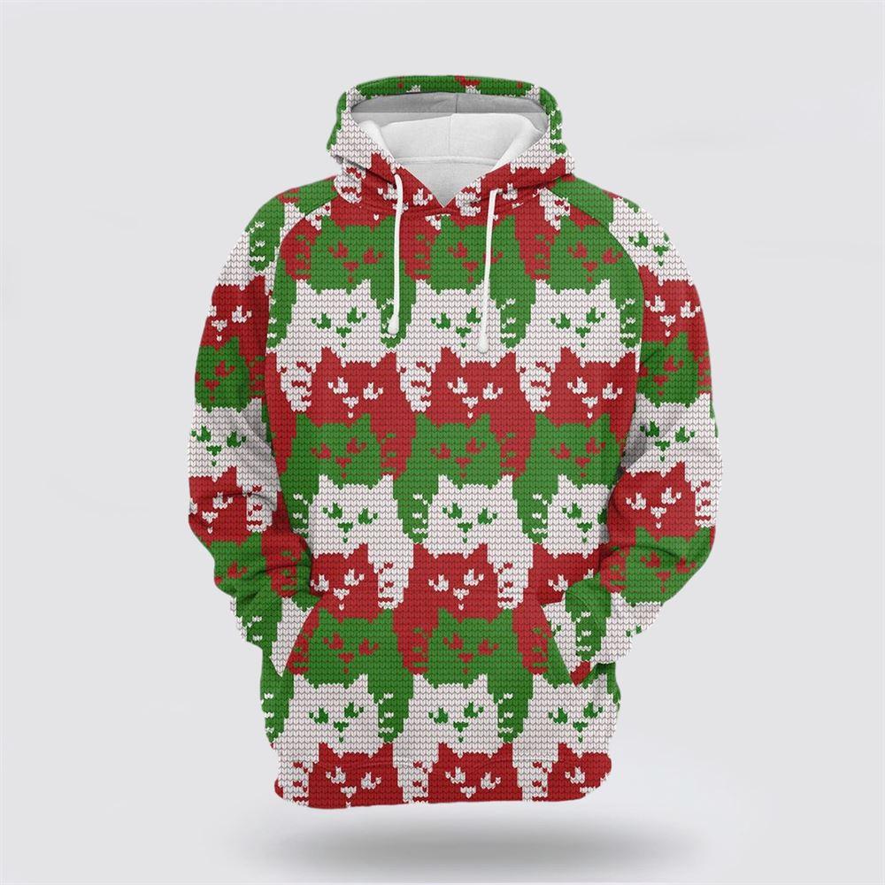 Cat Color Christmas All Over Print 3D Hoodie – Cat Lover Christmas Hoodie