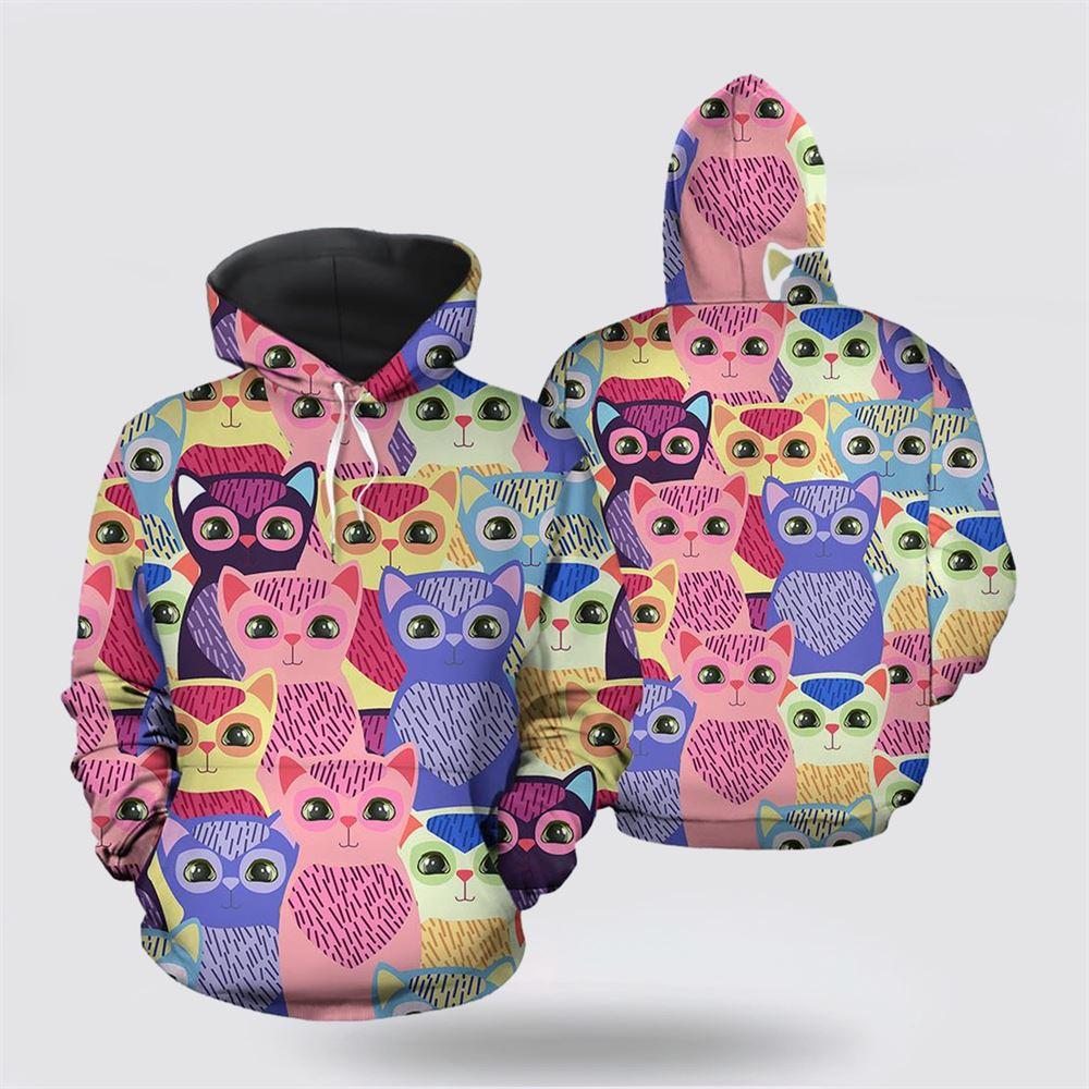 Cat Colorful Group Christmas All Over Print Hoodie – Cat Lover Christmas Hoodie Cat Colorful Group Christmas All Over Print Hoodie – Cat Lover Christmas Hoodie