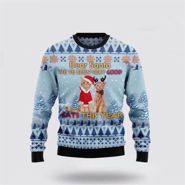 Cat Dear Santa Ugly Christmas Sweater – Cat Lover Christmas Sweater