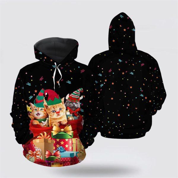 Cat Gift Xmas Christmas All Over Print Hoodie – Cat Lover Christmas Hoodie