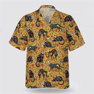 Cat Halloween Flower Colorful Pattern Hawaiin Shirt…