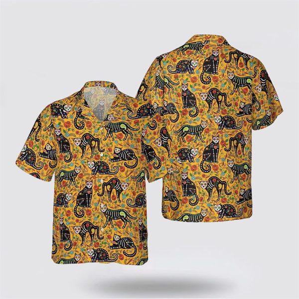 Cat Halloween Flower Colorful Pattern Hawaiin Shirt – Pet Lover Hawaiian Shirts