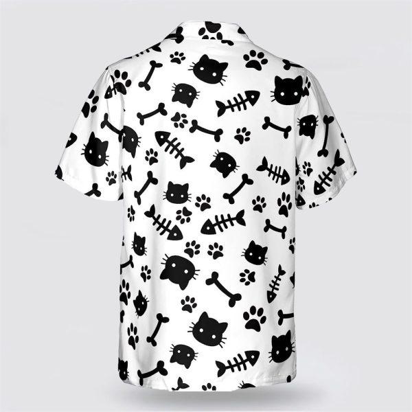 Cat Head Paws With Fish Bone Pattern Hawaiin Shirt – Gifts For Pet Lover
