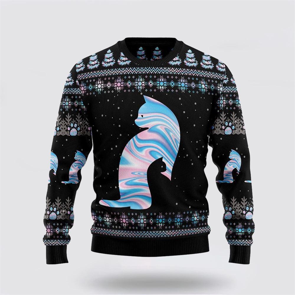 Cat Hologram Ugly Christmas Sweater – Cat Lover Christmas Sweater