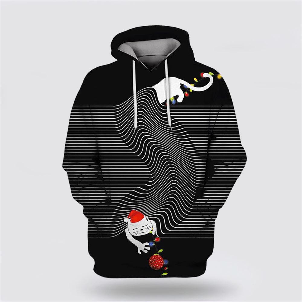 Cat In Christmas Day 3D All Over Print Hoodie – Cat Lover Christmas Hoodie