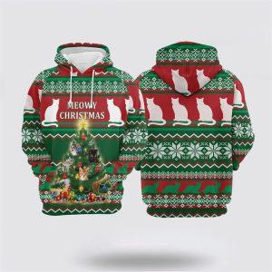Cat Meowy Chr Christmas All Over Print Hoodie Cat Lover Christmas Hoodie 2