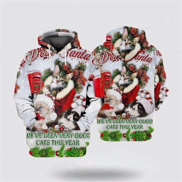 Cat Merry Christmas 3D All Over Print Hoodie – Cat Lover Christmas Hoodie