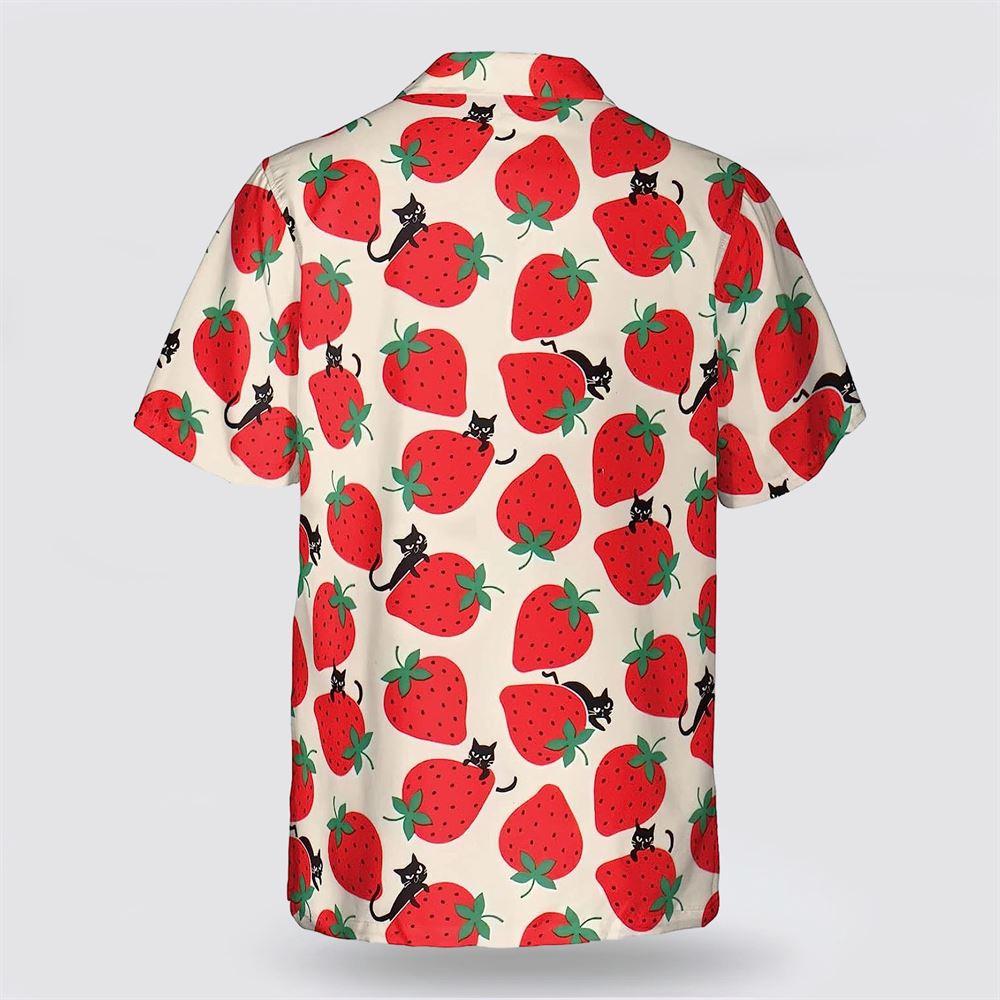 Cat On The Red Strawberry Pattern Hawaiin Shirt – Pet Lover Hawaiian Shirts