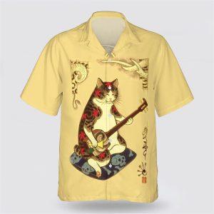 Cat Sitting Using Musical Instrument Pattern Hawaiin Shirt Gifts For Pet Lover 1 avqhqx.jpg