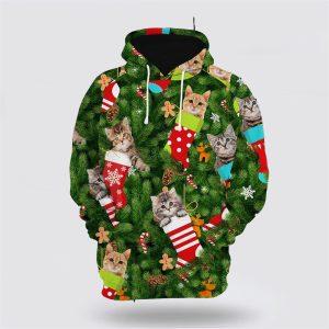 Cat Socks Christmas All Over Print Hoodie Cat Lover Christmas Hoodie 1