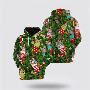 Cat Socks Christmas All Over Print Hoodie Cat Lover Christmas Hoodie 3