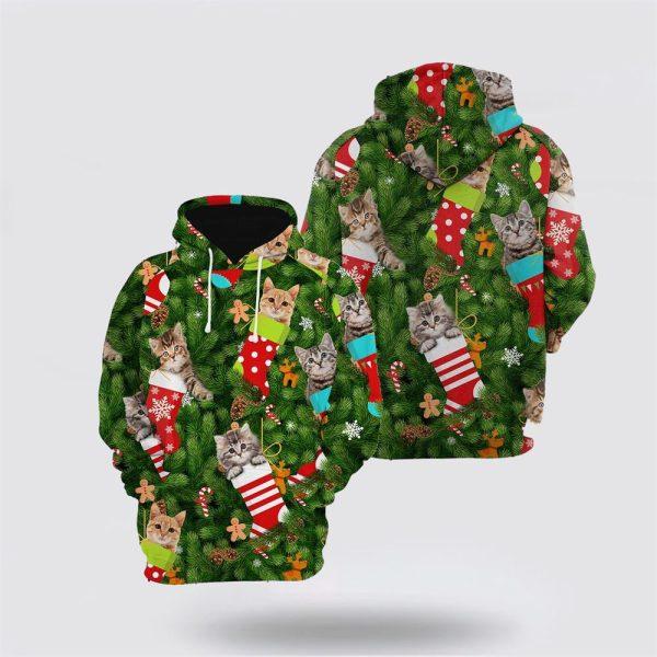 Cat Socks Christmas All Over Print Hoodie – Cat Lover Christmas Hoodie