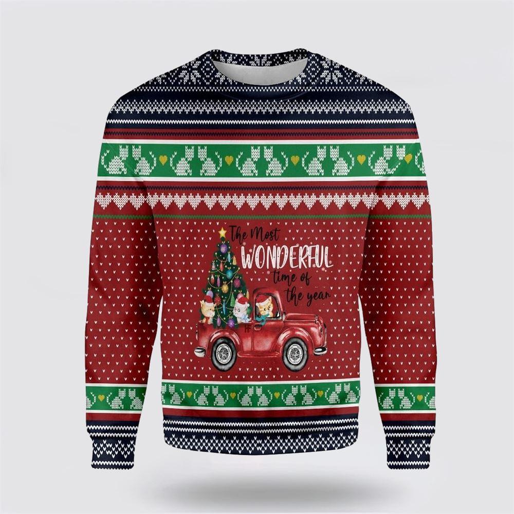 Cat The Most Wonderful Time Of Year Ugly Christmas Sweater – Cat Lover Christmas Sweater