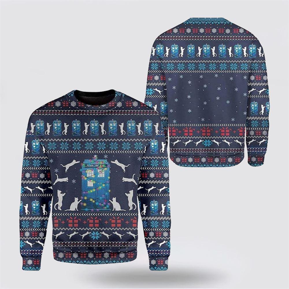Cat around Police Office Christmas Sweater – Cat Lover Christmas Sweater
