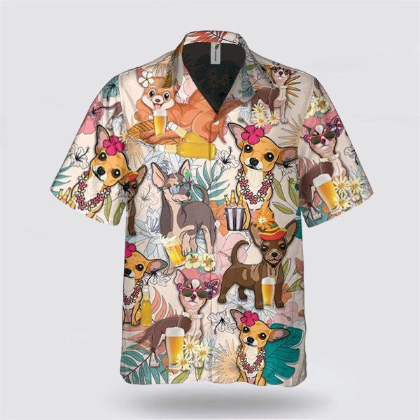 Chihuahua Dog With Beer Tropic Pattern Hawaiian Shirt – Gift For Dog Lover