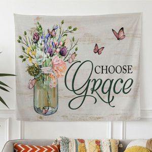 Choose Grace Tapestry Wall Art Flower Butterfly…