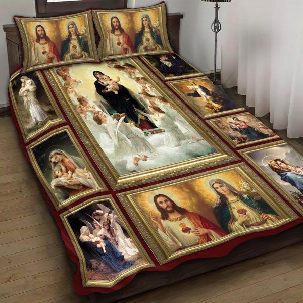 Christ Maria Christian Quilt Bedding Set – Christian Gift For Believers