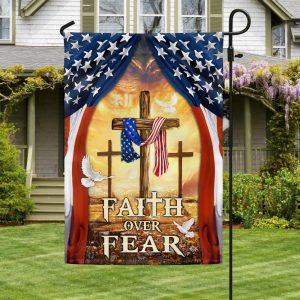 Christian Cross American Flag Faith Over Fear 1
