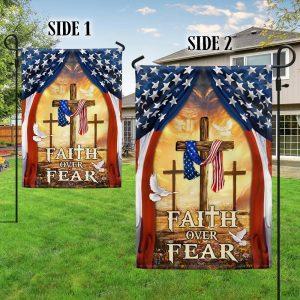 Christian Cross American Flag Faith Over Fear 2