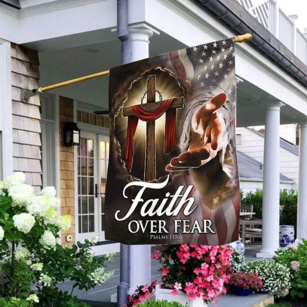 Christian Cross American Flag Faith Over Fear – Gifts For Christian