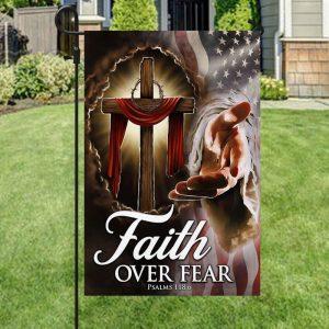 Christian Cross American Flag Faith Over Fear 1 3